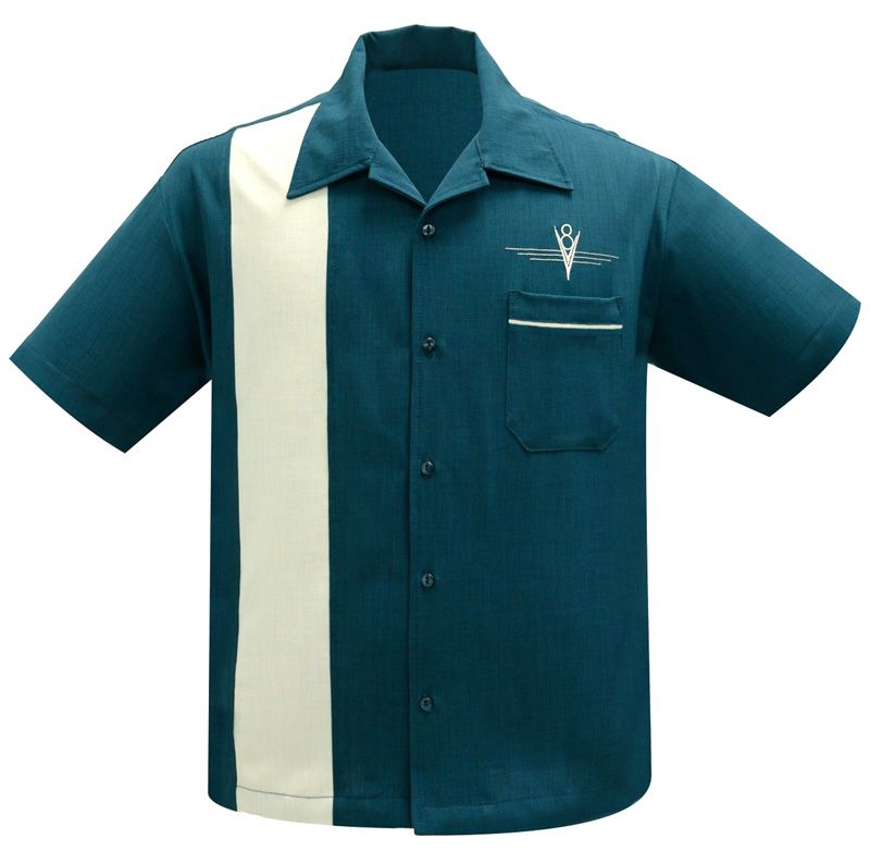 Steady Clothing V8 Classic Button Up Shirt - Teal/Stone - size XL