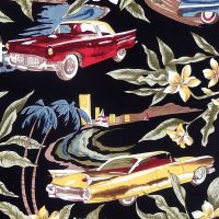 Hoffman TROPICALS, CLASSIC CARS Fabric - Black
