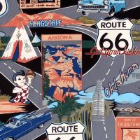 Hoffman TROPICALS, ROUTE 66 Fabric - Black