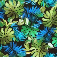 Michael Miller LOST IN PARADISE - LAVISH LEAVES Fabric - Black