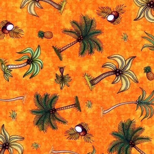 Quilting Treasures POSTCARDS FROM PARADISE, PALM TREES - Orange