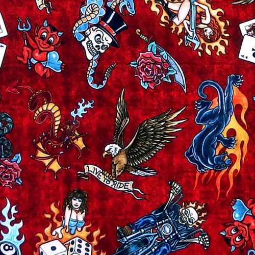Quilting Treasures EASY RIDER, TATTOO TOSS - Brick