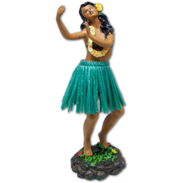 7" Leilani Hawaiian Dashboard Hula Girl Dancing - Green