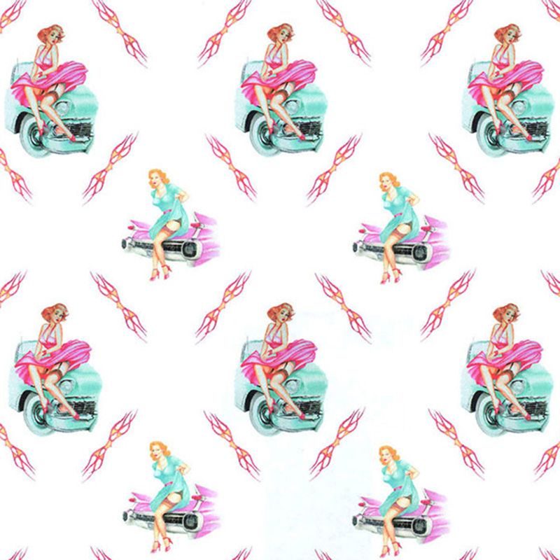 Hot Rockin Pin Ups & Classic American Cars Gift Wrap