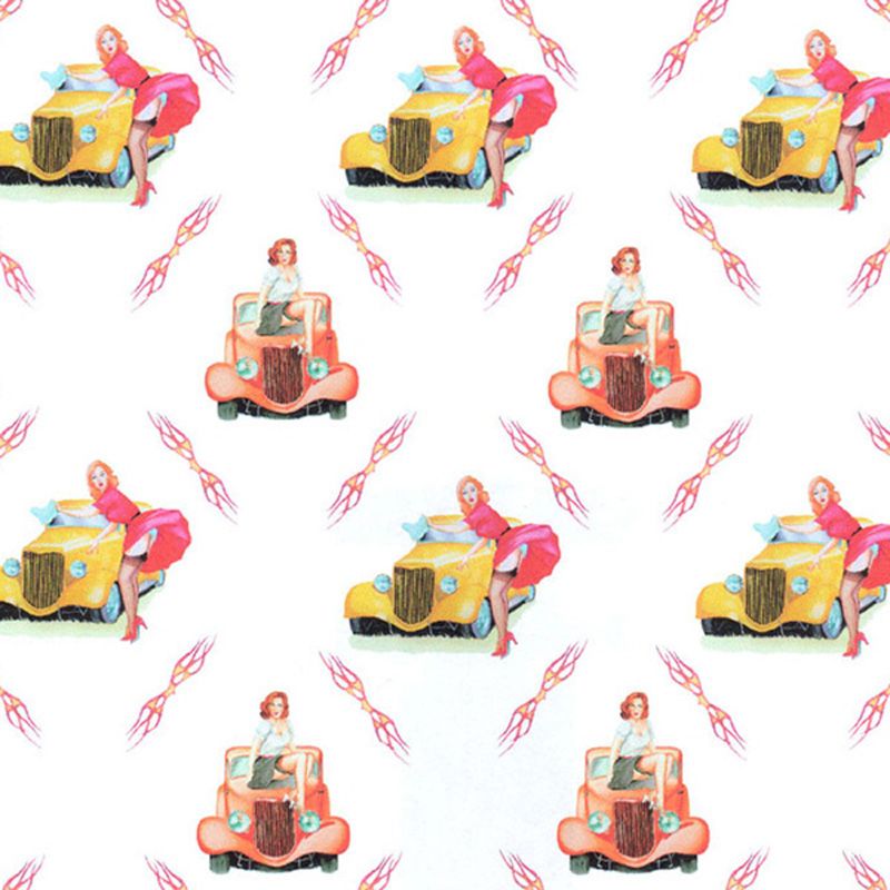 Hot Rockin Gift Wrap - Pin-up Girls and Hot Rods