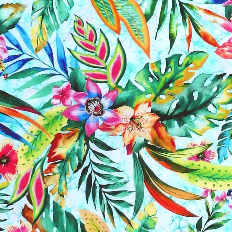 Oasis TROPIC LARGE FLORAL Fabric - Sky