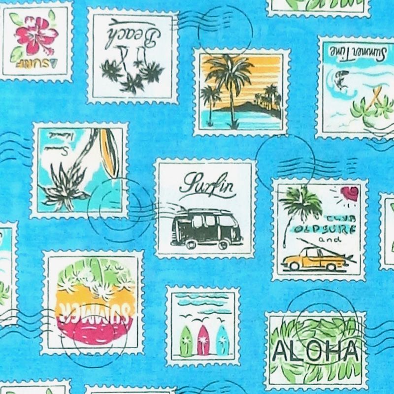 Sevenberry HAWAIIAN STAMPS Fabric - Blue