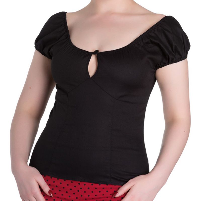 Hell Bunny Melissa Top - Black - size 12 (M)