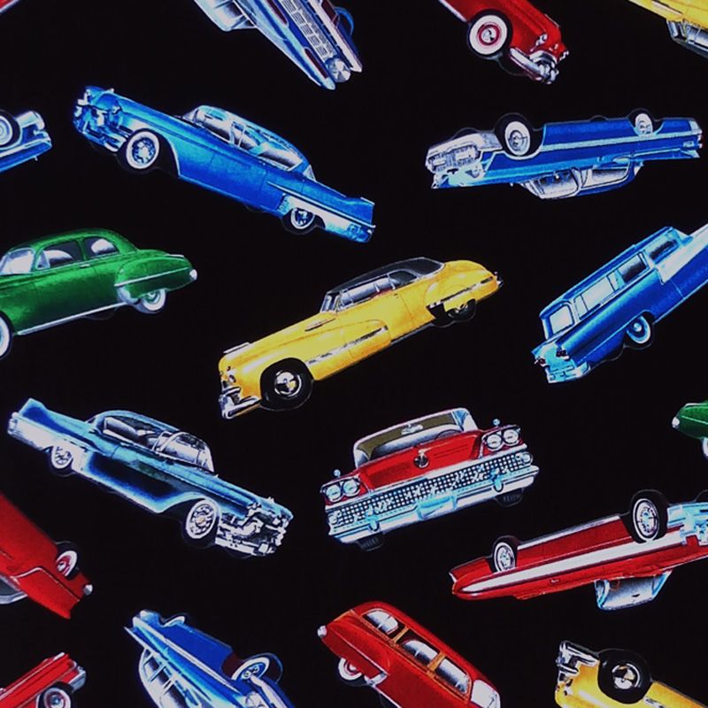 Timeless Treasures TOSSED CLASSIC CARS Fabric - Black
