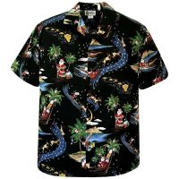 Aloha Republic Tropical Pole Christmas Shirt - Black - size S