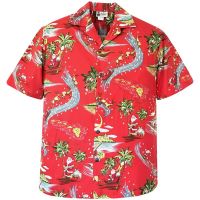 Aloha Republic Tropical Pole Christmas Shirt - Red