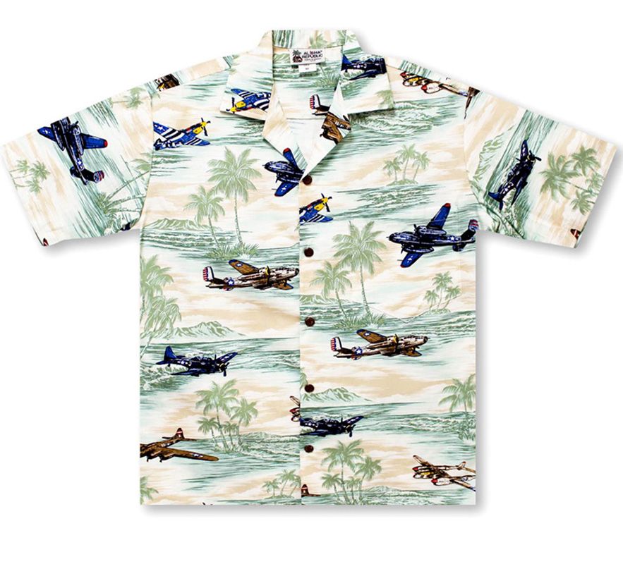 Aloha Republic Fighter Planes Shirt - Sage