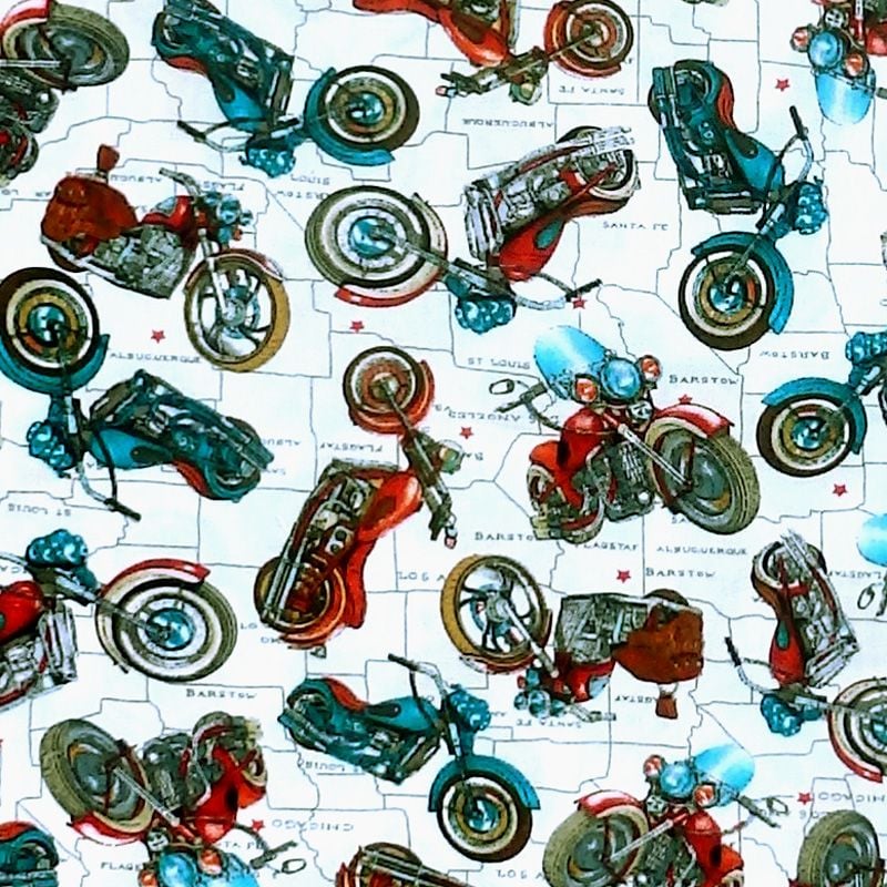 Blank Quilting LIFES A KICK Fabric - Motorcycles