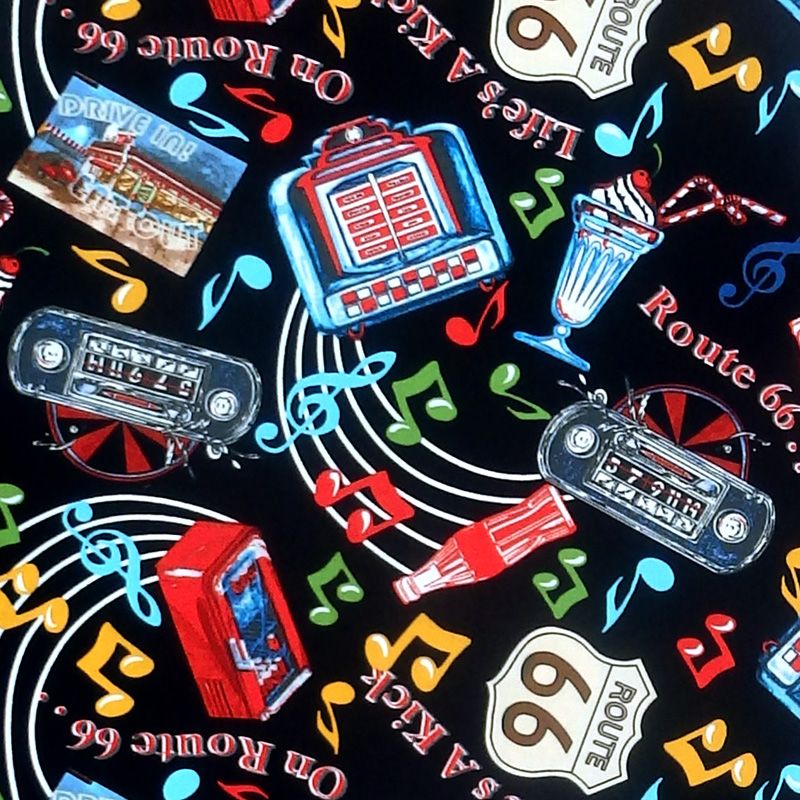 Blank Quilting LIFES A KICK Fabric - Jukebox and Musical Notes 