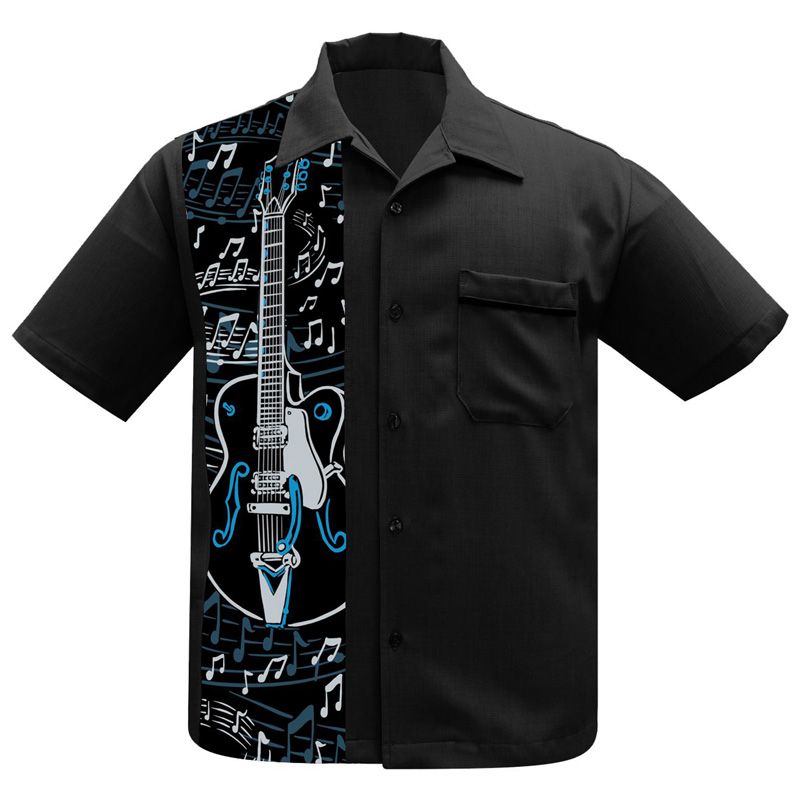 Steady Clothing Guitar Panel Button Up Shirt - Black