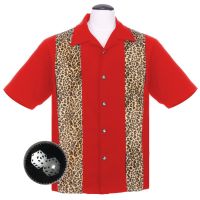 Steady Clothing Leopard Panel Button Up Shirt - Red