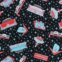 Blank Quilting DINERS 'N DRIVE-INS Fabric - Cars and Diner Signs