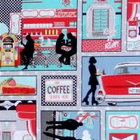 Blank Quilting DINERS 'N DRIVE-INS Fabric - Patch Diner Scenes
