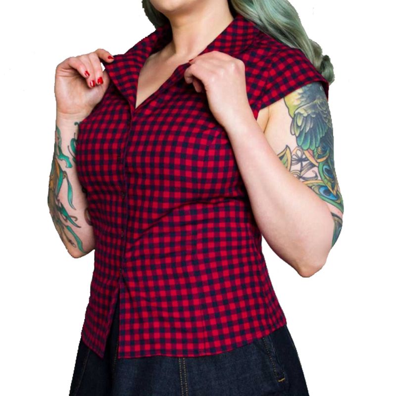 Rumble 59 Charming Check Blouse - size S (UK10)
