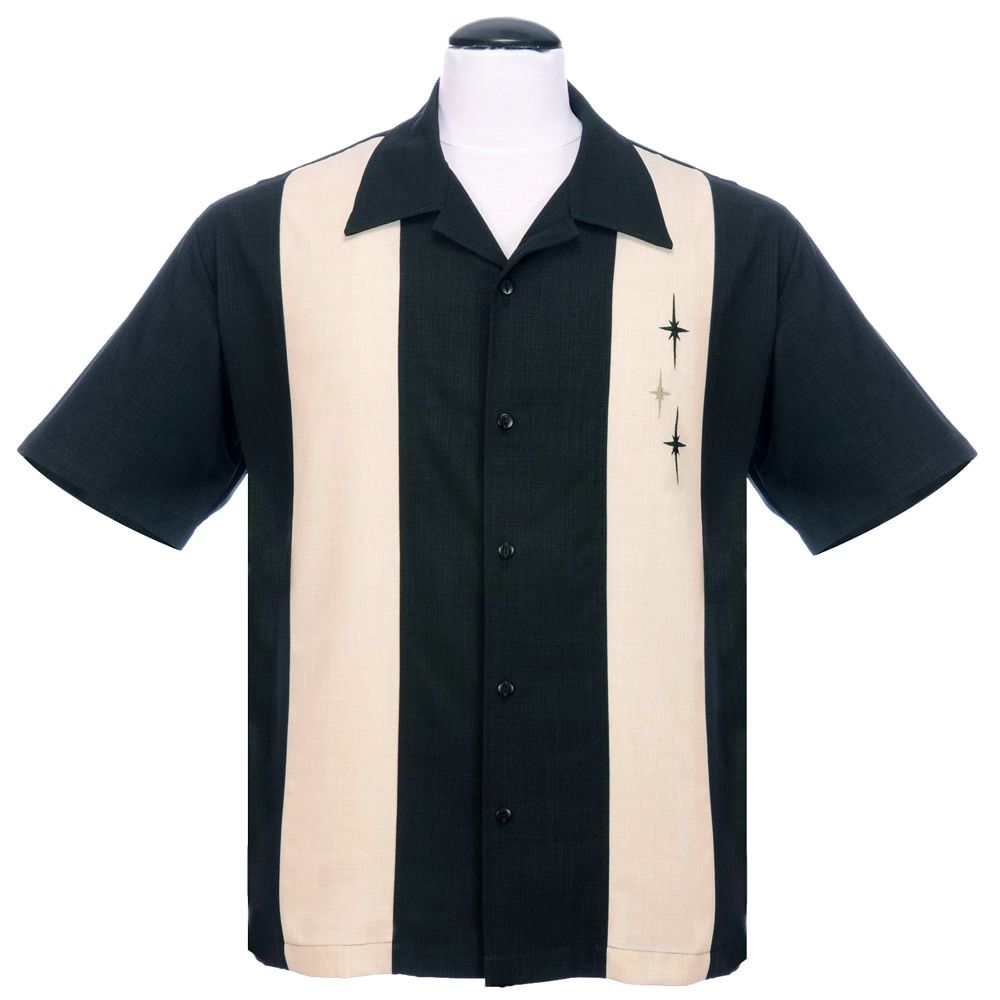 Steady Clothing Three Star Panel Button Up Shirt - Black