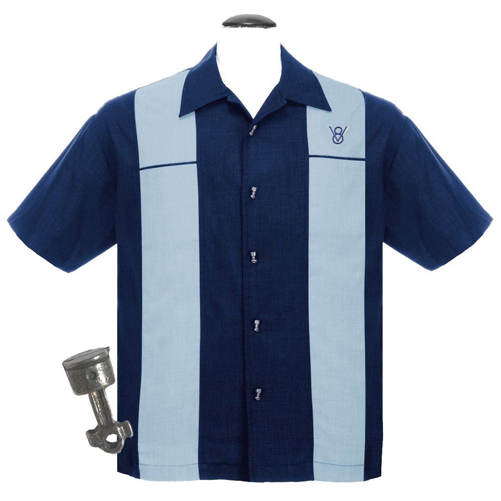 Steady Clothing Classy Piston Button Up Shirt - Navy/Light Blue - size 2XL