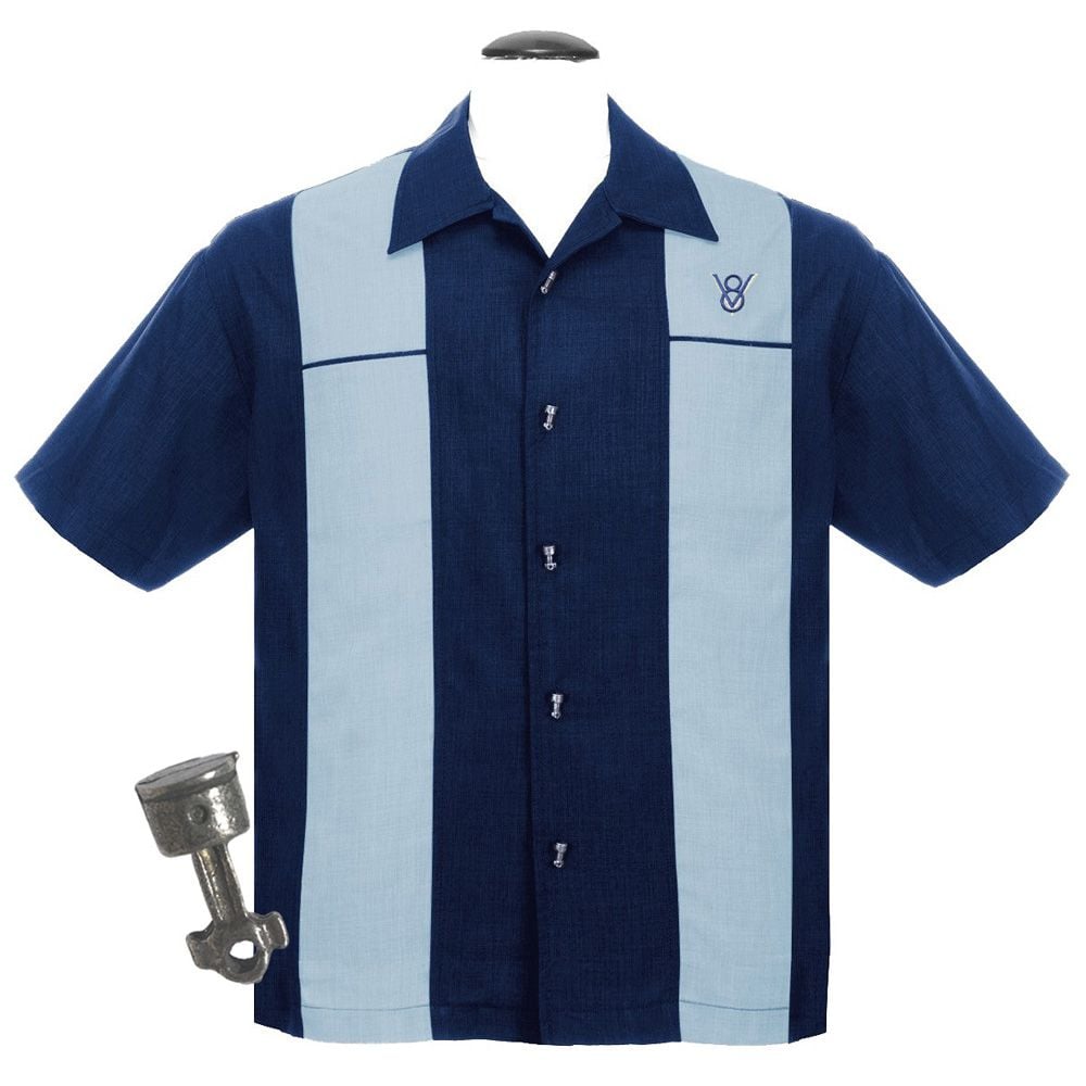 Steady Clothing Classy Piston Button Up Shirt - Navy / Light Blue
