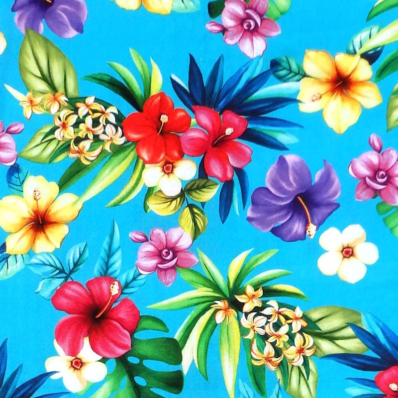 Michael Miller LETS GET TROPICAL, ALOHA Fabric - Turquoise