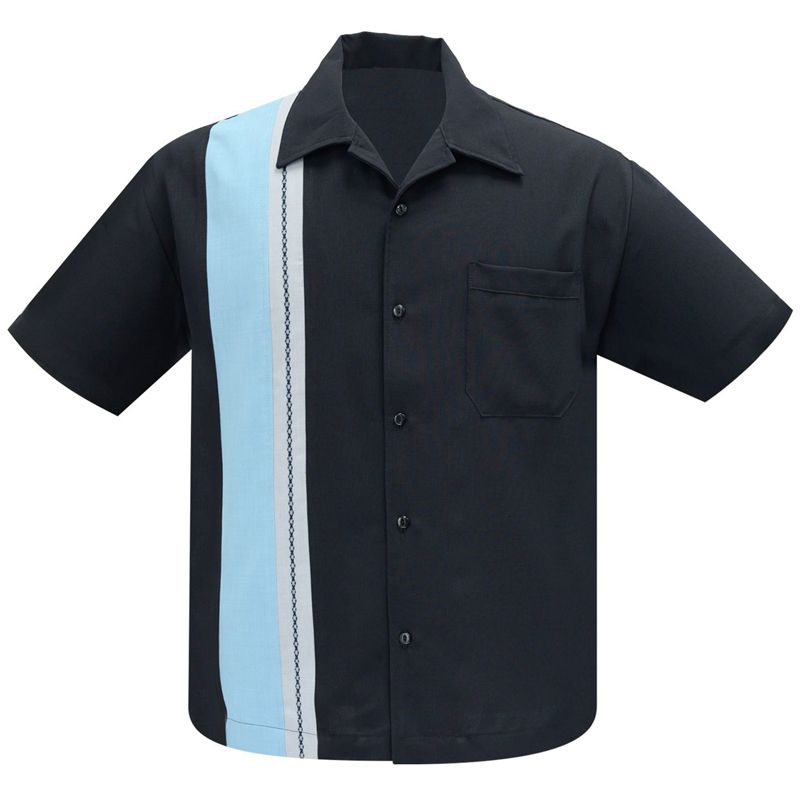 Steady Clothing Charles Button Up Shirt - Black / Aqua / Silver