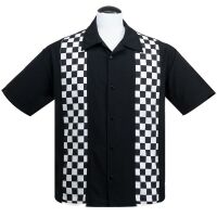 Steady Clothing Checkered Mini Panel Button Up Shirt - Black - size L
