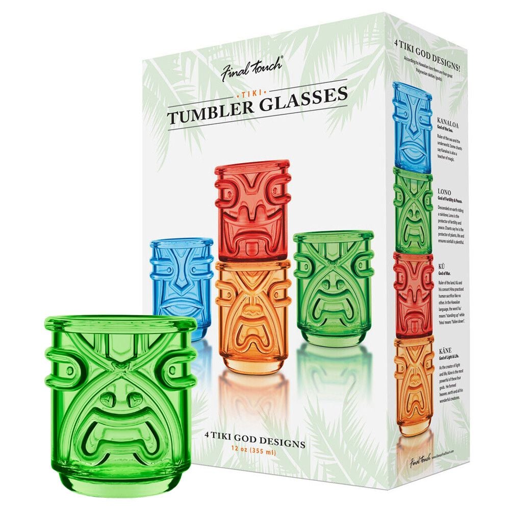 Final Touch Tiki God Tumbler Glasses - 4 Pack