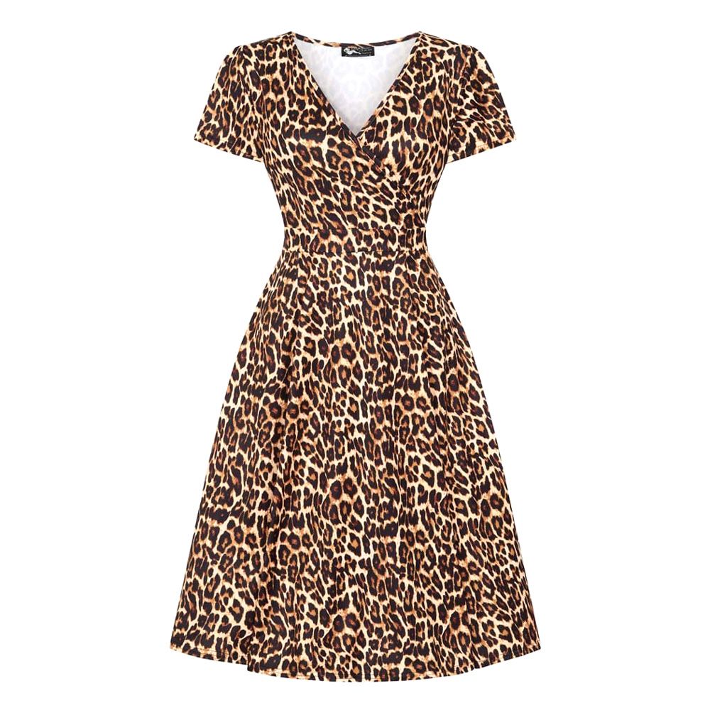 Lady Vintage Lyra Dress - Leopard - size M (UK12)