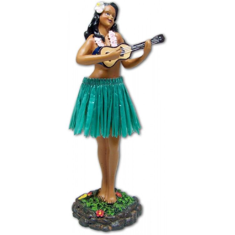 7" Leilani Hawaiian Dashboard Hula Girl with Ukulele - Green