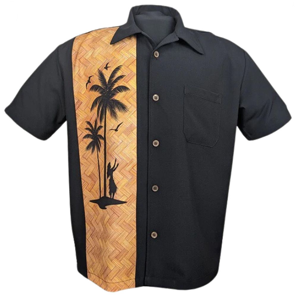 Steady Clothing Hula Palm Button Up Shirt - Black