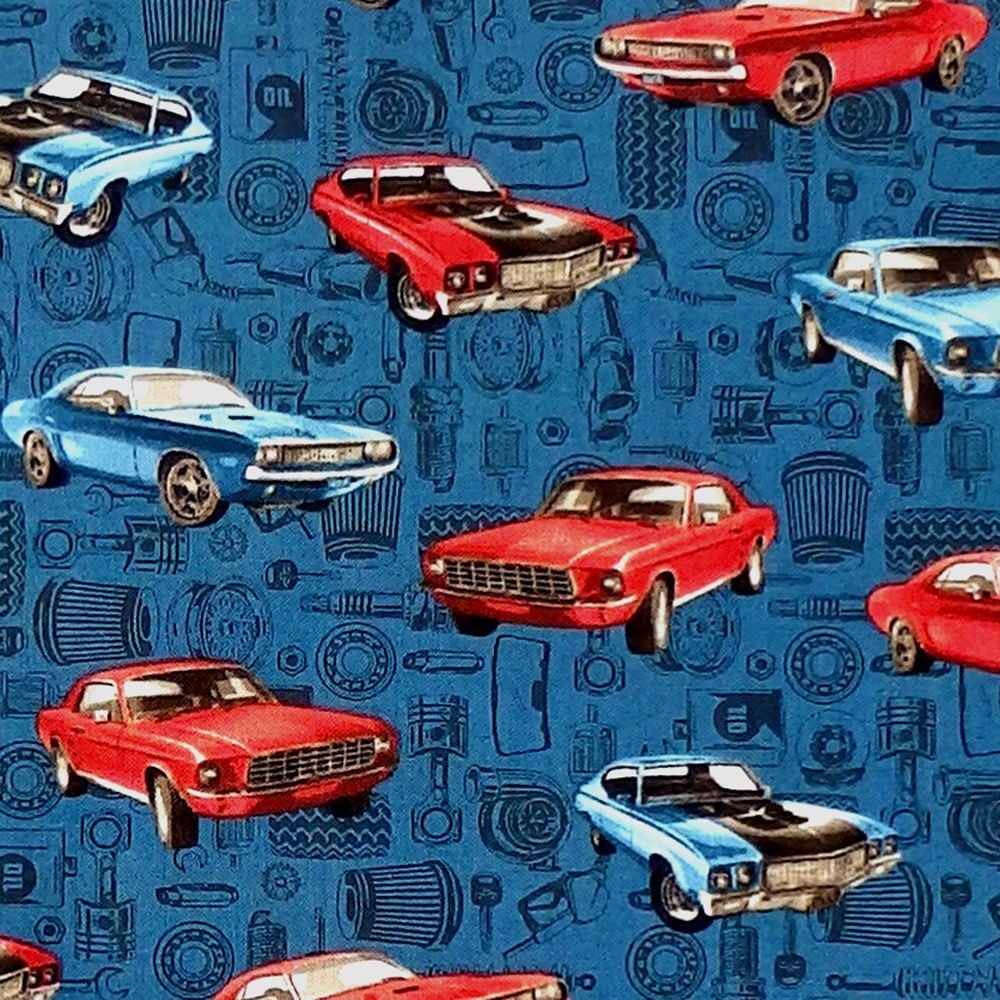 Studio E AMERICAN MUSCLE Fabric - Patriotic Cars