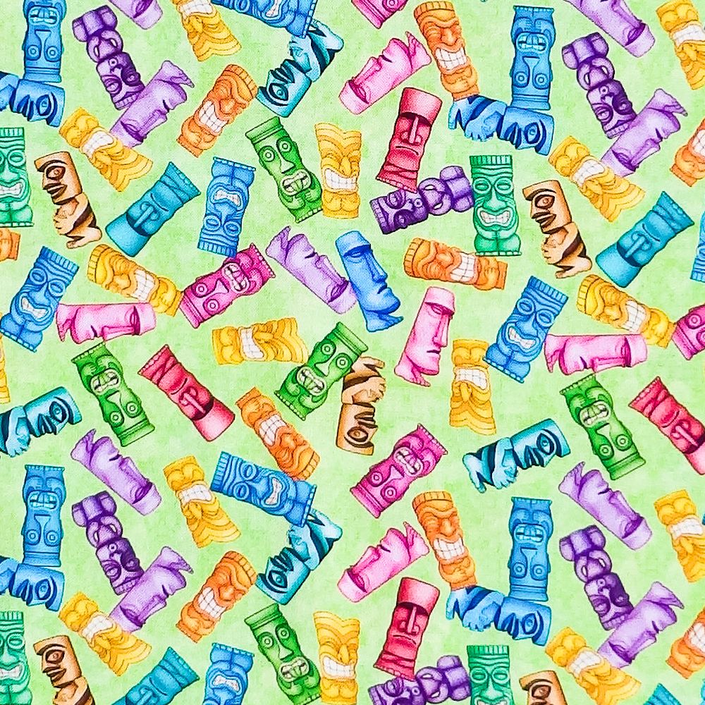 Quilting Treasures POSTCARDS FROM PARADISE, TIKI TOSS Fabric – Green