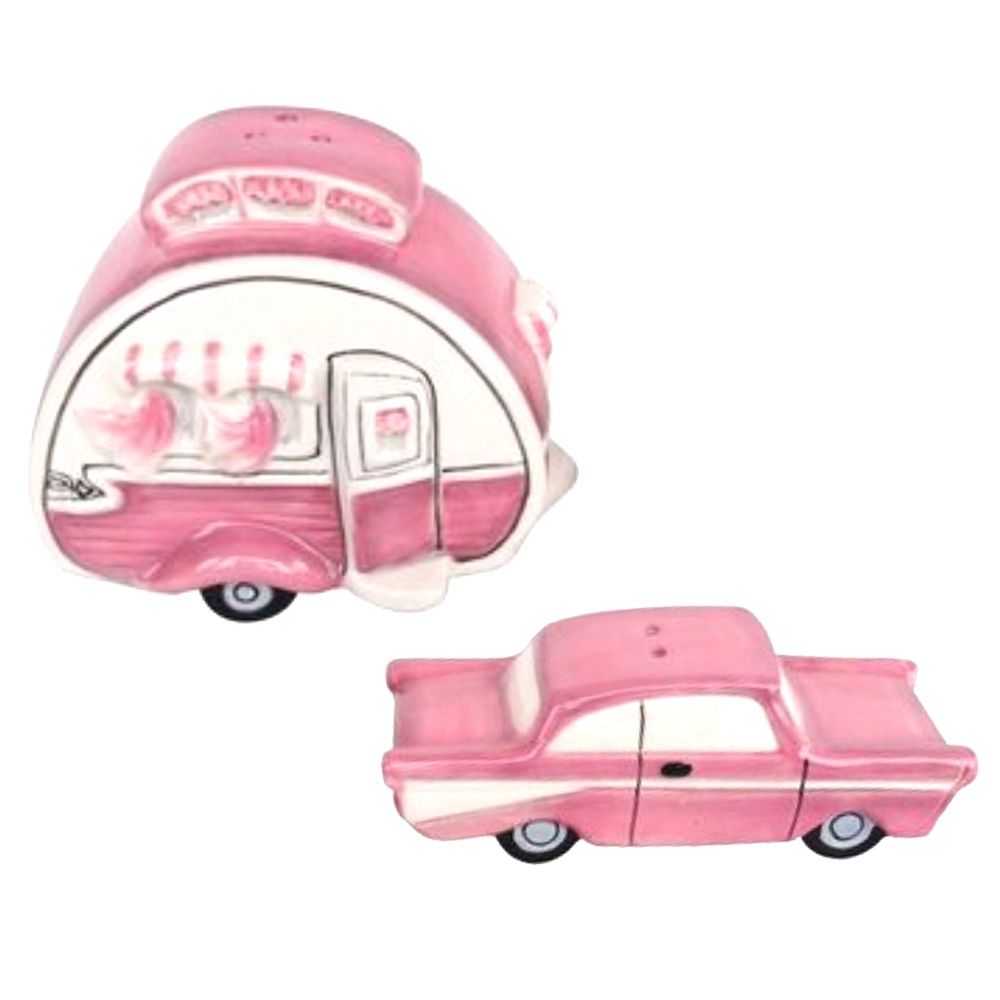 Pink Retro Camper Salt and Pepper Set