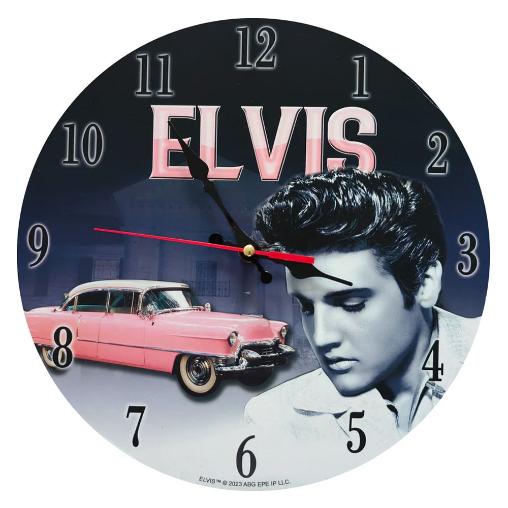 Elvis Presley Sun Records Wall Clock - Pink Elvis Caddy Design