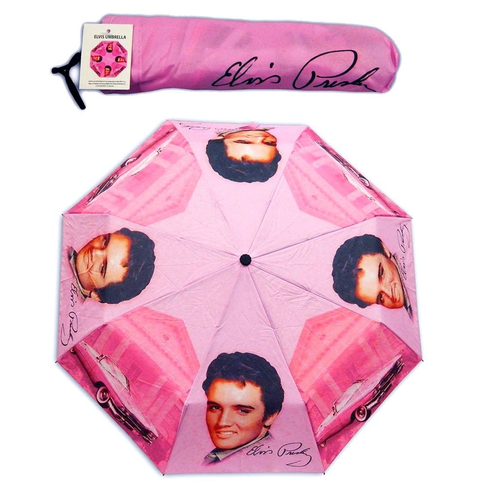 Elvis Presley Compact Umbrella - Pink Cars