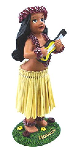 4.5" Hawaiian Dashboard Hula Girl with Ukulele