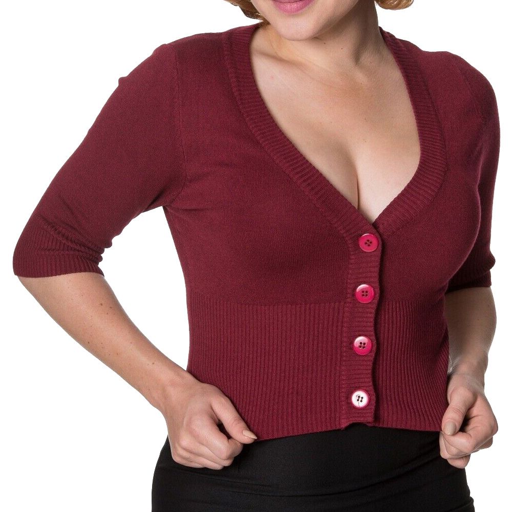 Banned Sweet Dreamer Cardigan - Burgundy - size S (UK10)