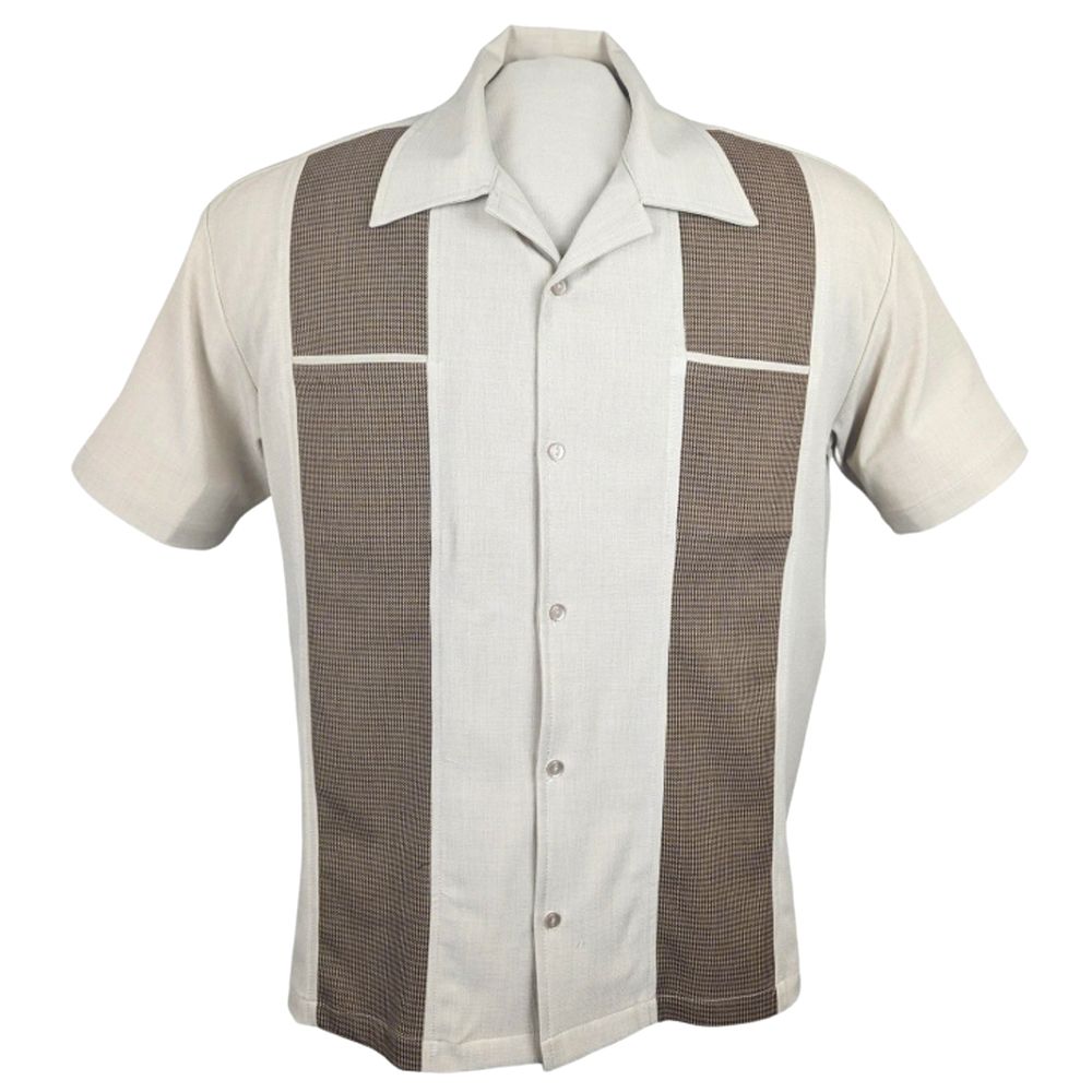 Steady Clothing Houndstooth Panel Button Up Shirt - Stone