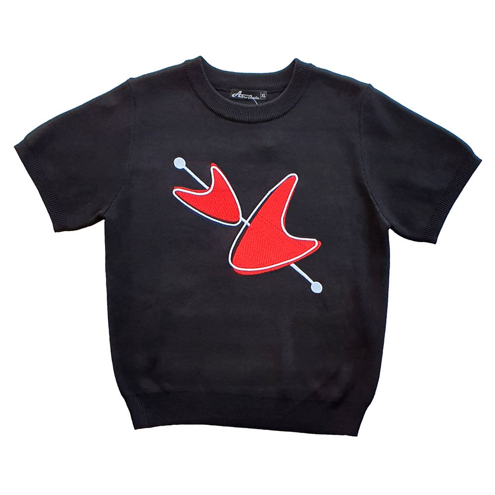 Astro Bettie MCM Red Boomerang Black Sweater