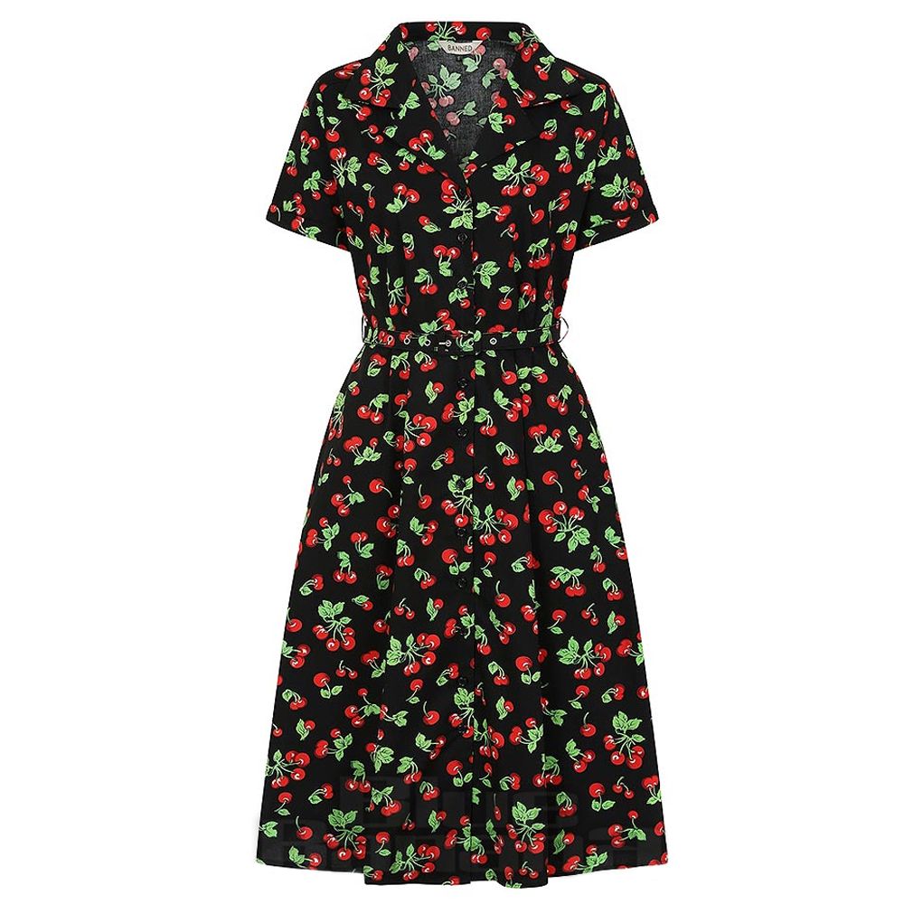 Banned Darla Cherries Dress - Black