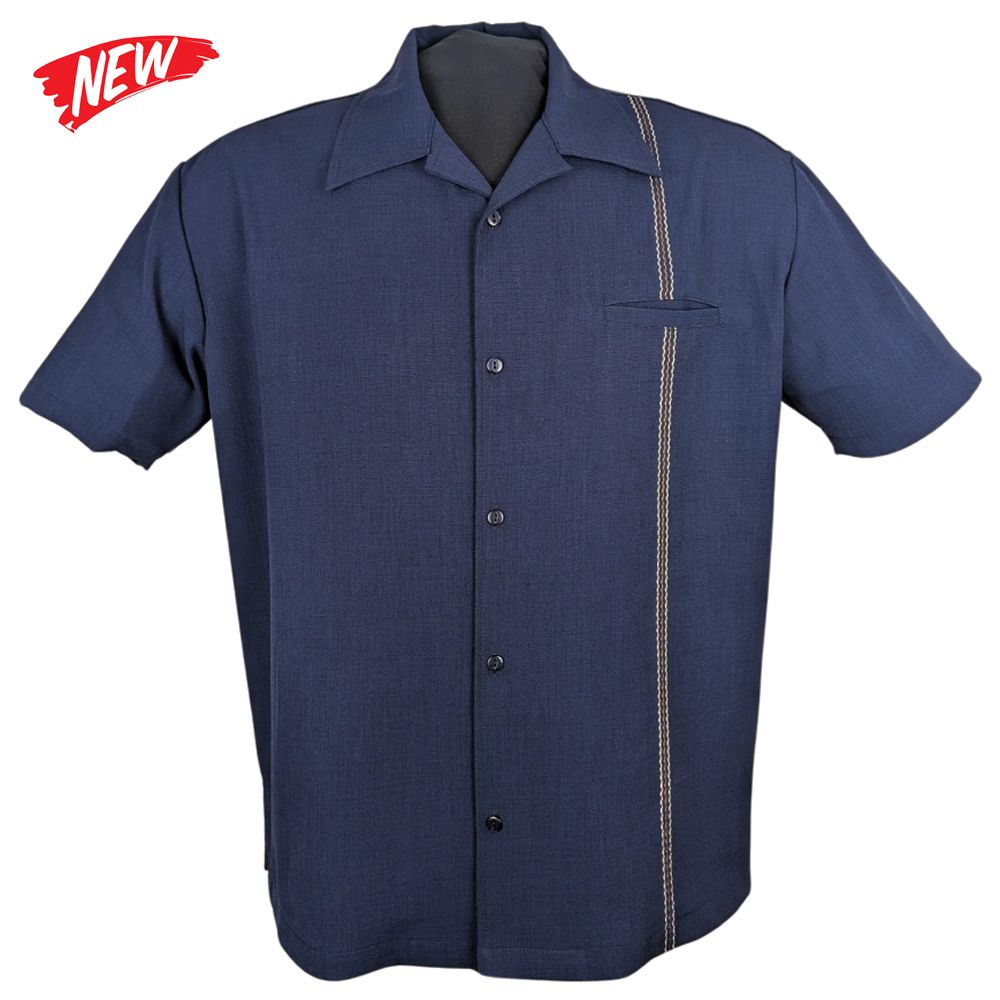 Steady Clothing Retro Ricky Button Up Shirt - Navy