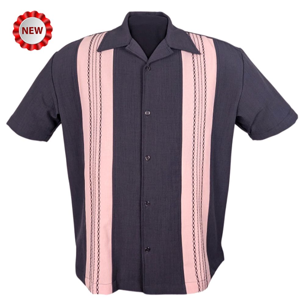 Steady Clothing Ricardo Button Up Shirt - Charcoal / Pink