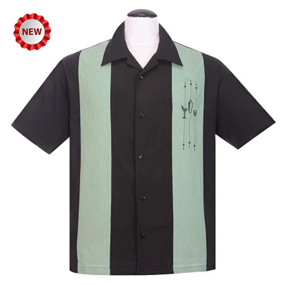 Steady Clothing Shakedown Button Up Shirt - Black/Mint - size M