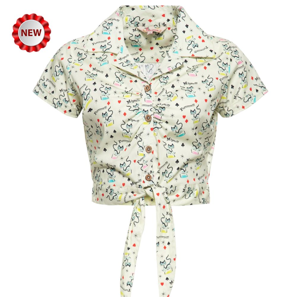 Queen Kerosin Blouse - Retro Cats