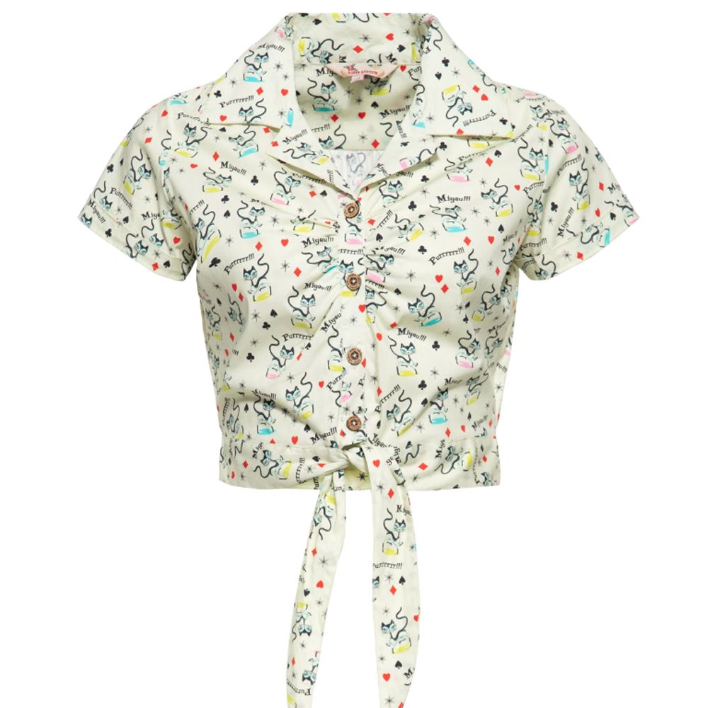 Queen Kerosin Blouse - Retro Cats