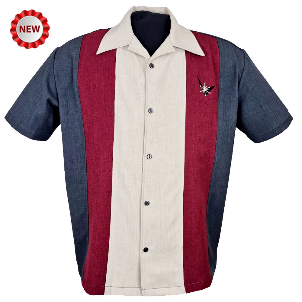Steady Clothing Atomic Mad Men Button Up Shirt - Charcoal/Burgundy/Stone