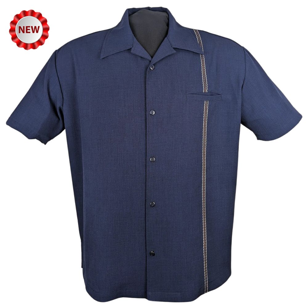 Steady Clothing Retro Ricky Button Up Shirt - Navy